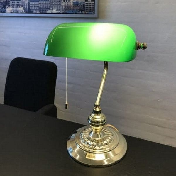 Banker bordlampe messing/grøn