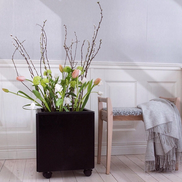 Plantekasse sortlakeret alu 60x60x40 cm m/sorte hjul