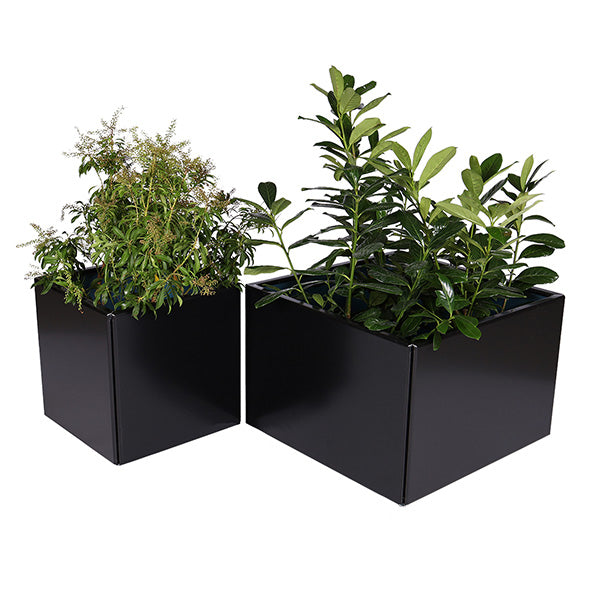 Plantekasse sortlakeret alu 60x60x40 cm u/bundplade
