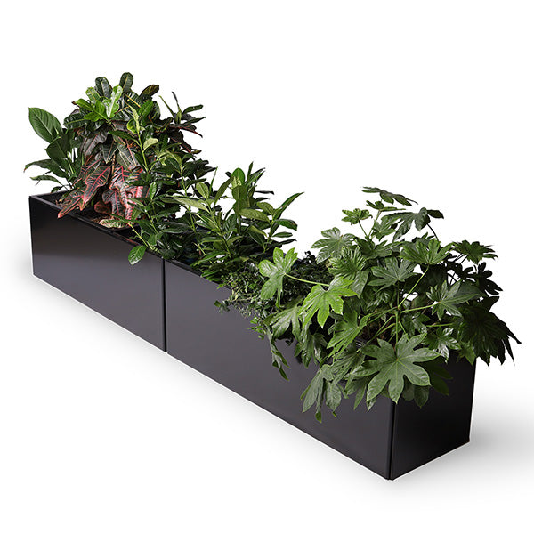 Plantekasse sortlakeret alu 40x160x40 cm u/bundplade