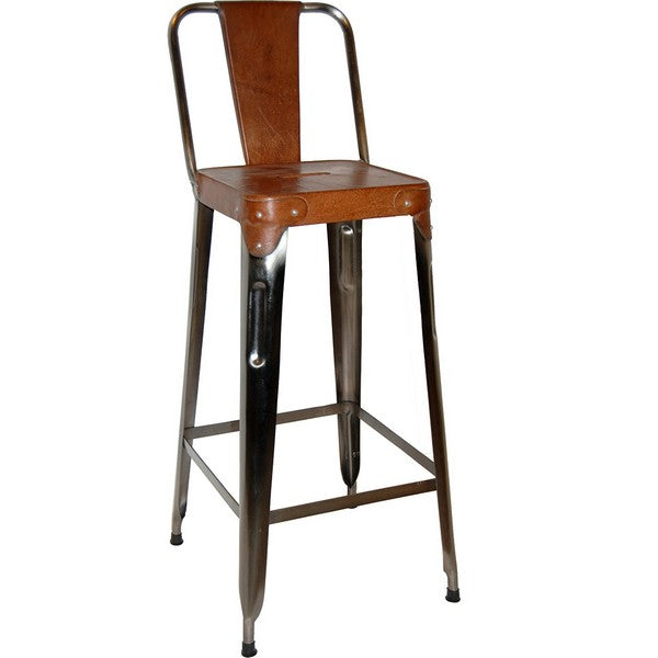 Copenhagen barstol - shiny med læder 105x36x36 cm