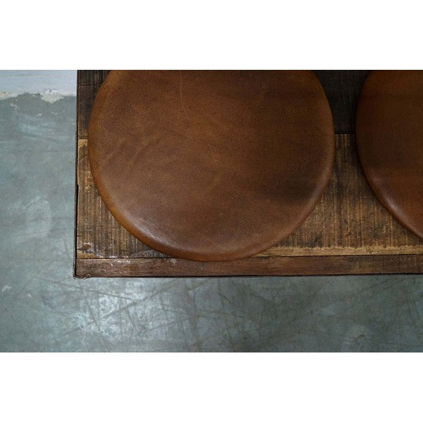 Sitt rund stolehynde i læder - brun 2x38x38 cm
