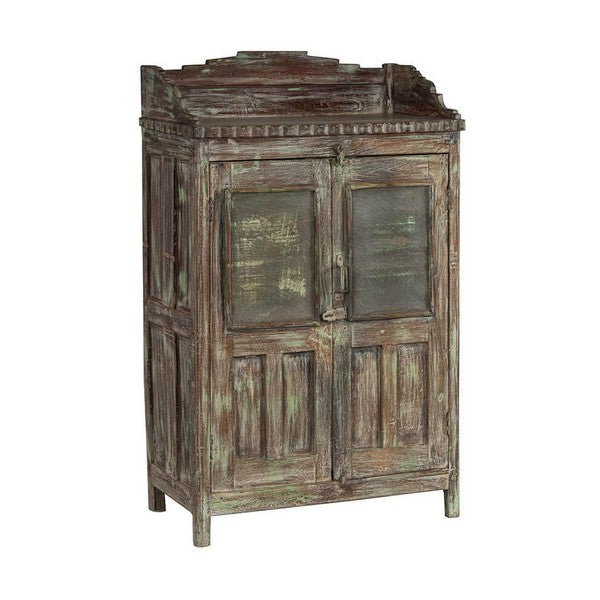 Vitrineskab med metalnet og udskæringer 107x64x36 cm