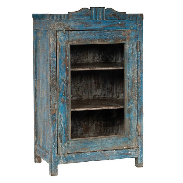 Blåt vitrineskab med charme 115x66x43 cm