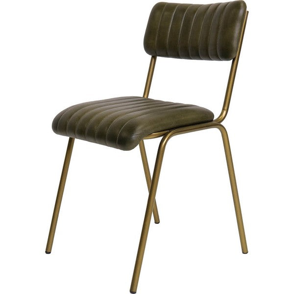 Diner stol med lædersæde - grøn 78x46x53 cm