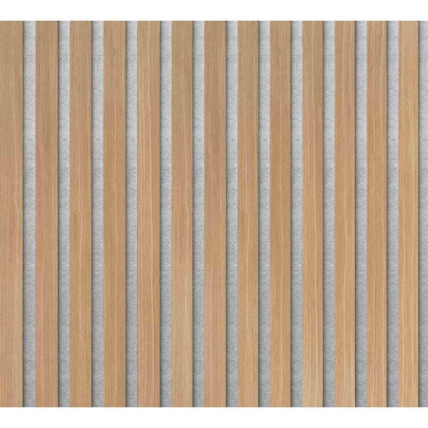 FibroTech akustikpanel QUANTI 18x520x2440 mm - Light Oak m/grå polyester