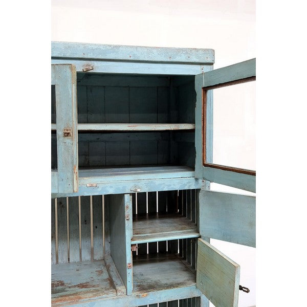 Lyseblåt vitrineskab 158x110x49 cm