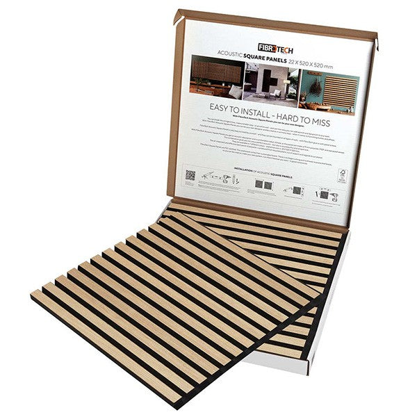 FibroTech akustikpanel SQUARE 22x520x520 mm 2 stk/pakke - Ash