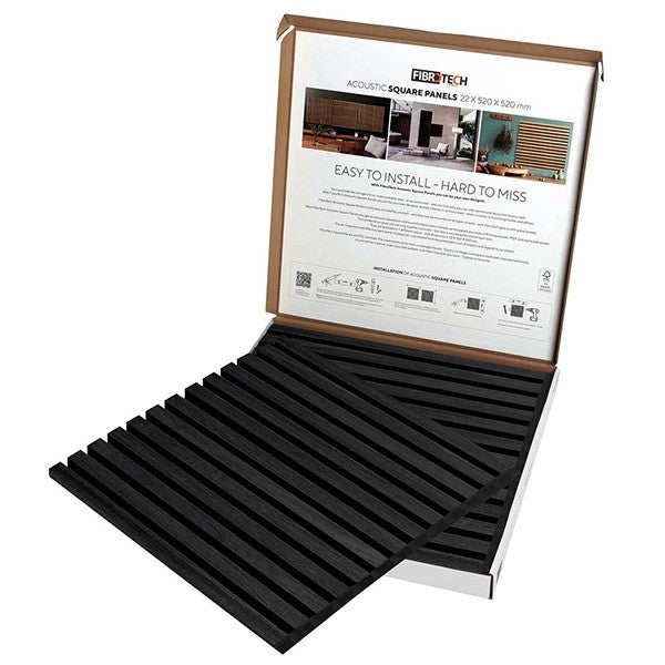 FibroTech akustikpanel SQUARE 22x520x520 mm 2 stk/pakke - Black oak