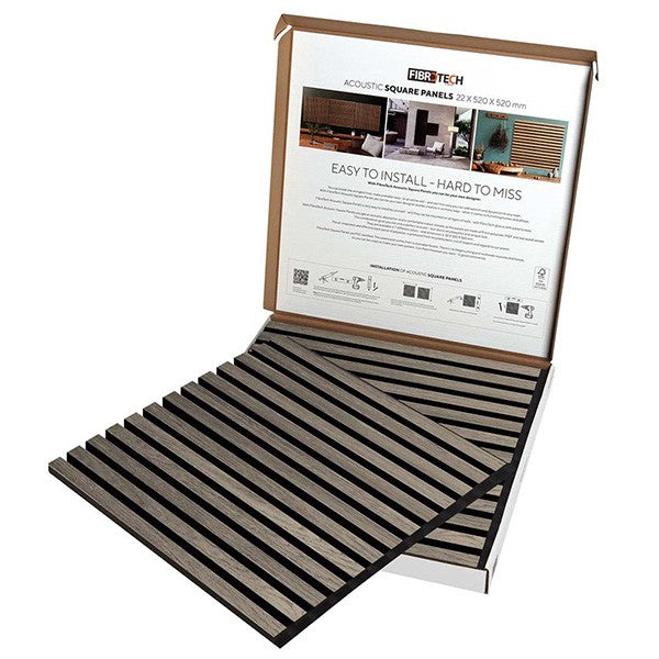 FibroTech akustikpanel SQUARE 22x520x520 mm 2 stk/pakke - Grey oak