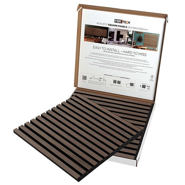 FibroTech akustikpanel SQUARE 22x520x520 mm 2 stk/pakke - Walnut