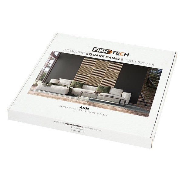 FibroTech akustikpanel SQUARE 22x520x520 mm 2 stk/pakke - Ash