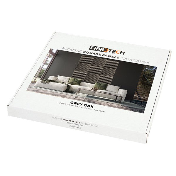 FibroTech akustikpanel SQUARE 22x520x520 mm 2 stk/pakke - Grey oak