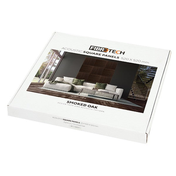 FibroTech akustikpanel SQUARE 22x520x520 mm 2 stk/pakke - Smoked oak
