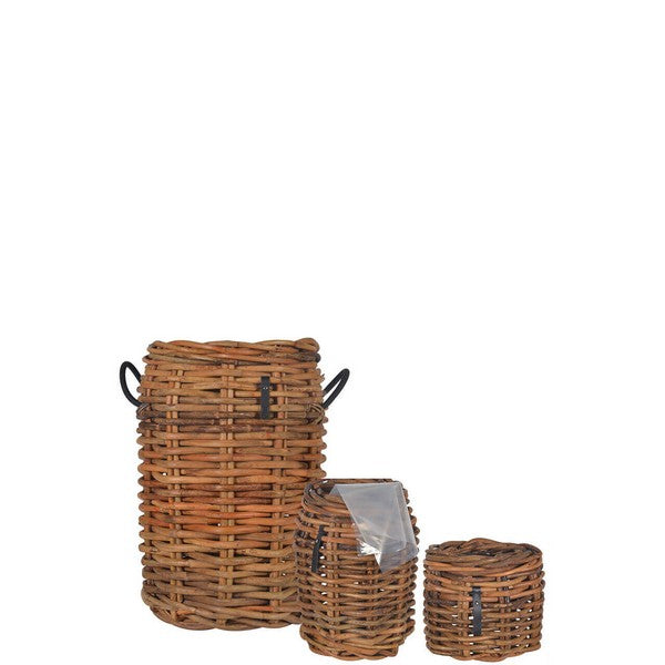 Rund Rattankurv (sæt m/3 stk/3 str) Ø32-45xH24-66 cm