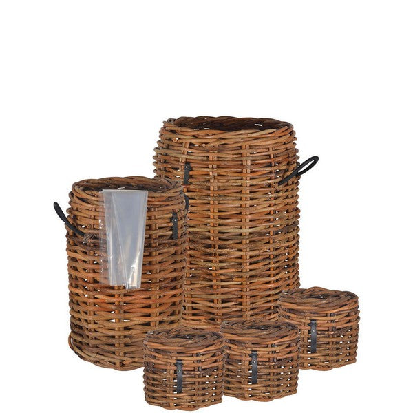 Rund Rattankurv (sæt m/5 stk/3 str) Ø32-62xH24-84 cm