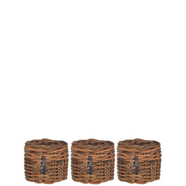 Rund Rattankurv (sæt m/5 stk/3 str) Ø32-62xH24-84 cm