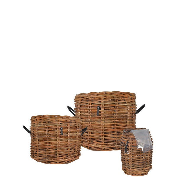 Rund Rattankurv (sæt m/3 stk/3 str) Ø32-62xH39-50 cm