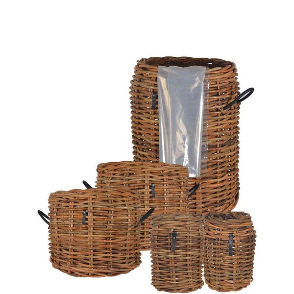 Rund Rattankurv (sæt m/5 stk/3 str) Ø32-62xH39-84 cm