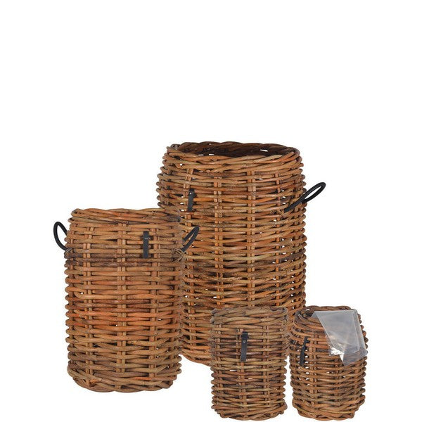 Rund Rattankurv (sæt m/4 stk/3 str) Ø32-62xH40-84 cm