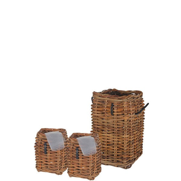 Firkantet Rattankurv (sæt m/3 stk/2 str) L27-41xB27-41xH40-66 cm
