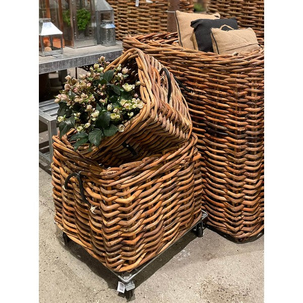 Mega Firkantet Trolley t/Rattankurv L61xB61xH12 cm