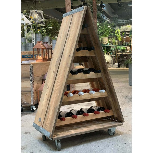 Vinreol m Hjul (H: 115) B80xH115xD38 cm
