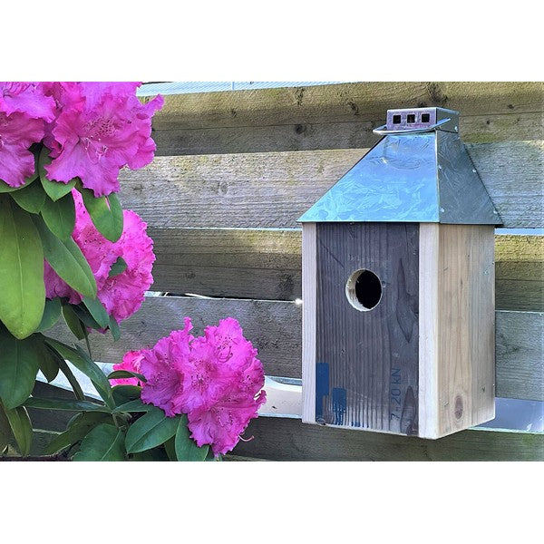 Galvaniseret Mini Birdy Sleep Wall Fuglehus (genb træ) L17xB17xH36,5 cm