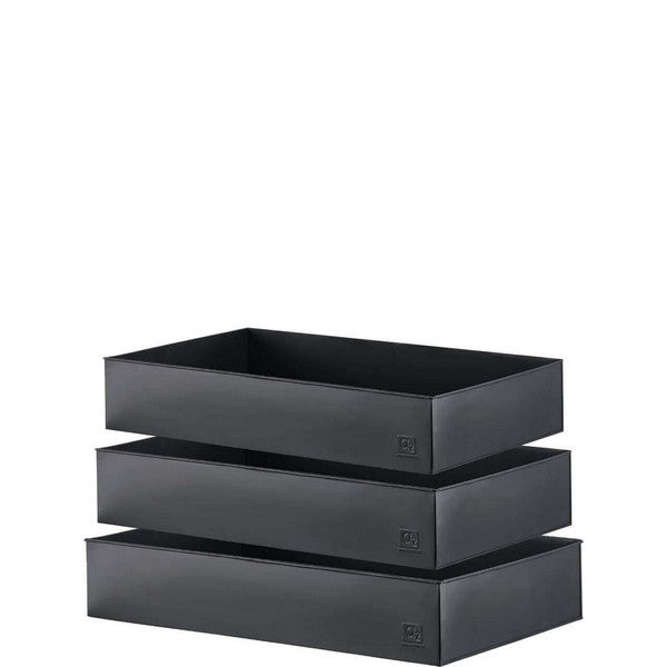 Sort Rektangulær Plantebakke (sæt m/3 stk/3 str) L56,5-58,5xB32-34 x H10 cm