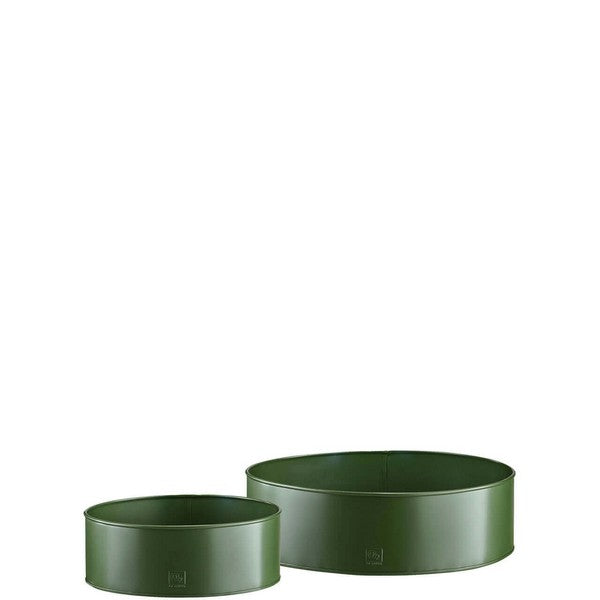 Olivengrøn Rund Plantebakke (sæt m/2 stk/2 str) Ø25-35xH9-10 cm