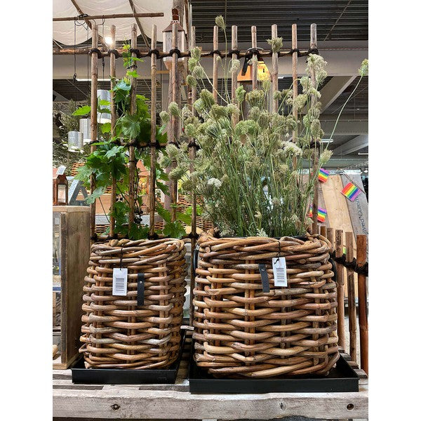 Sort Mini Firkantet Bundbakke (t/Rattankurv) L30xB30xH4 cm