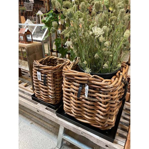 Sort Mini Firkantet Bundbakke (t/Rattankurv) L30xB30xH4 cm