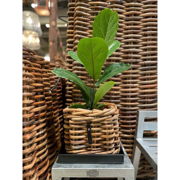 Sort Mini Firkantet Bundbakke (t/Rattankurv) L30xB30xH4 cm