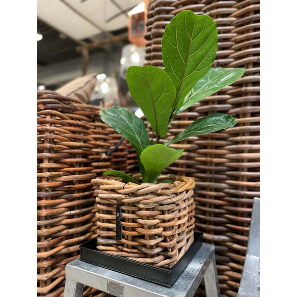 Sort Mini Firkantet Bundbakke (t/Rattankurv) L30xB30xH4 cm