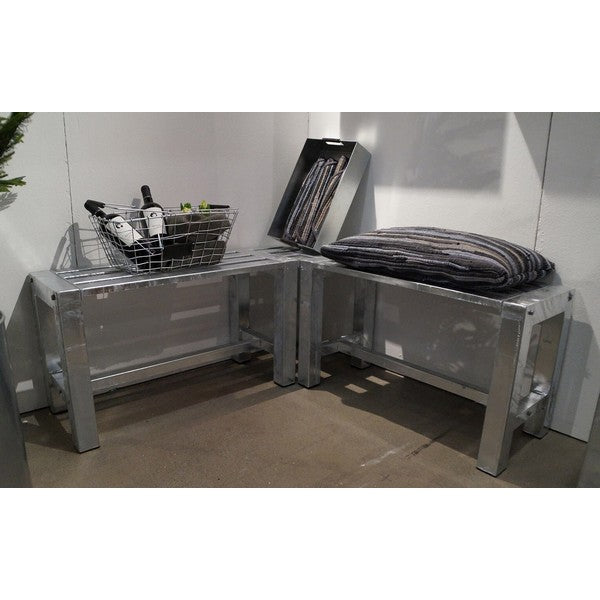 Galvaniseret Hjørnebænk 1+1 Sektioner (Ben: 4 x 4 cm) L110xB110xH46 cm