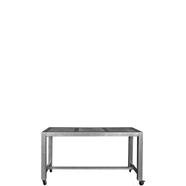 Galvaniseret Barbord 3 Fliser (50 x 50 cm) m Hjul L179,5xB66,5xH100 cm