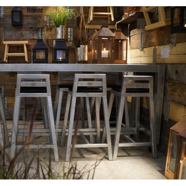 Galvaniseret Barbord 3 Fliser (50 x 50 cm) m Hjul L179,5xB66,5xH100 cm