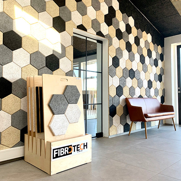 FibroTech Hexagon træbeton hvid 18 stk/kasse 289x250x25 mm