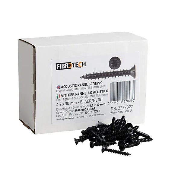 FibroTech Panelskrue TX 20 Sort 100 stk