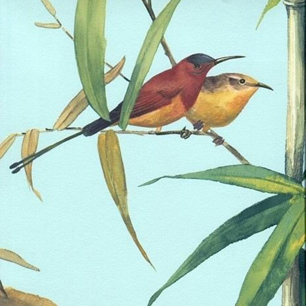 Tapet med dyr blå, grøn 0,53x10,05 meter