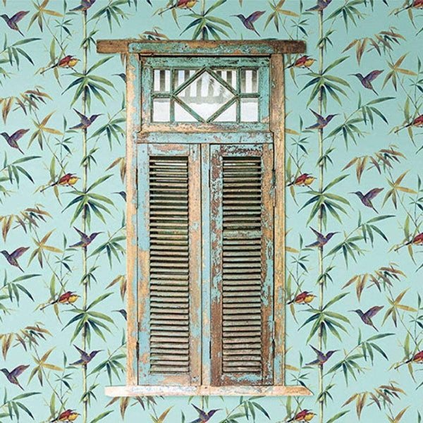 Tapet med dyr blå, grøn 0,53x10,05 meter