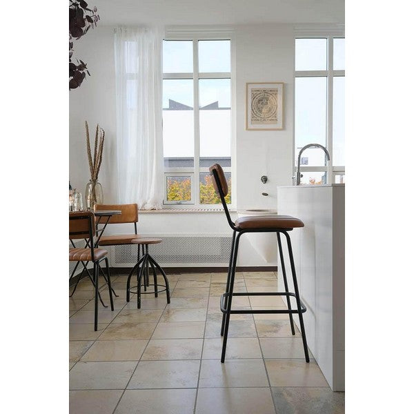 Diner barstol med quiltet lædersæde - 105x43x50 cm
