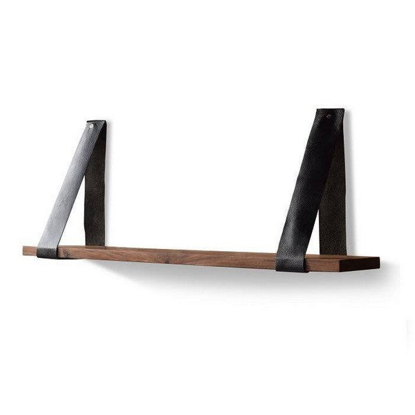 Svævehylde Hayfay med sorte læderstropper 100x20 cm