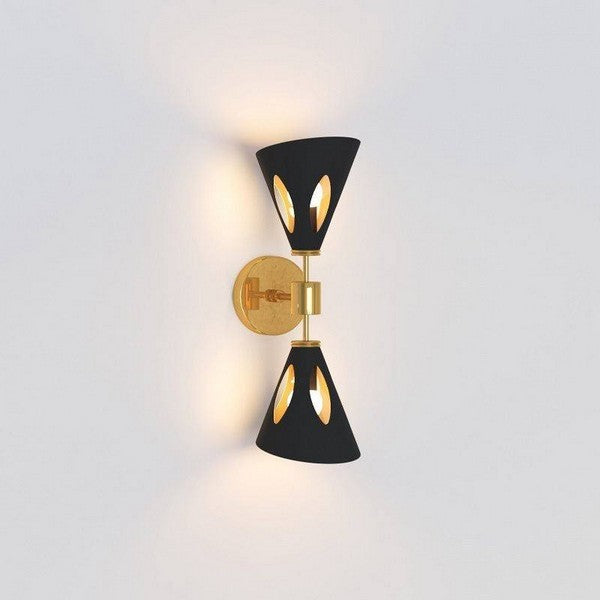 Væglampe Hexx Black & Gold Double 43 cm