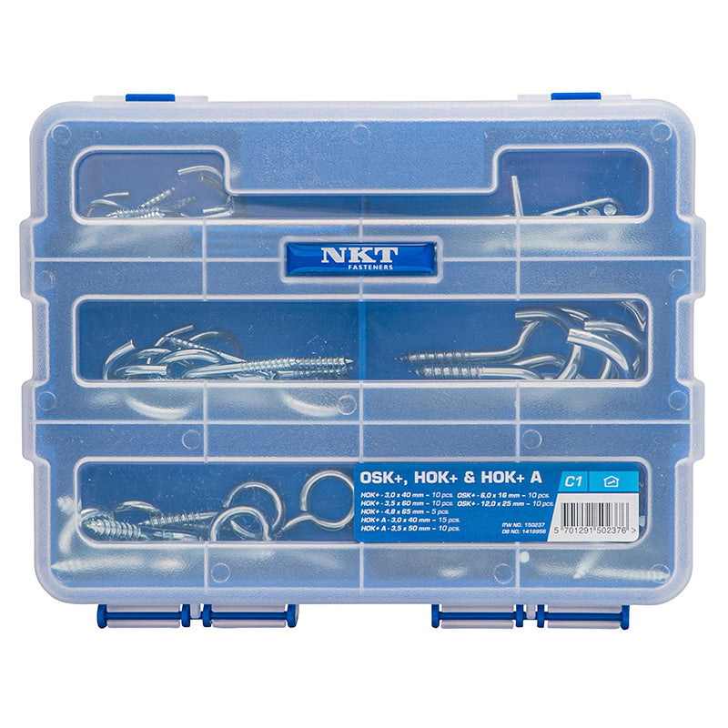 Øskner, skrue- og vinkelkroge 70 dele