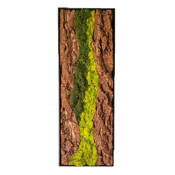 Mosbillede med bark 21x60 cm
