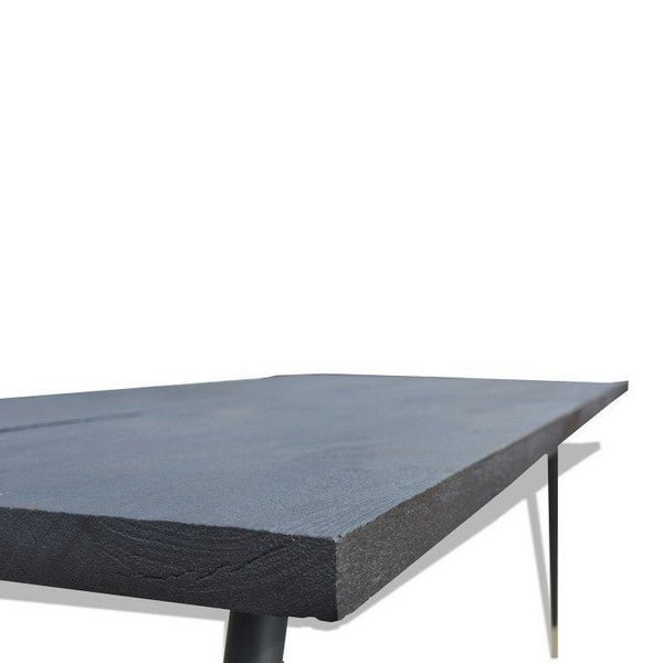 Spisebord Sticks-sort i massivt mørkt træ 200x90x74 cm