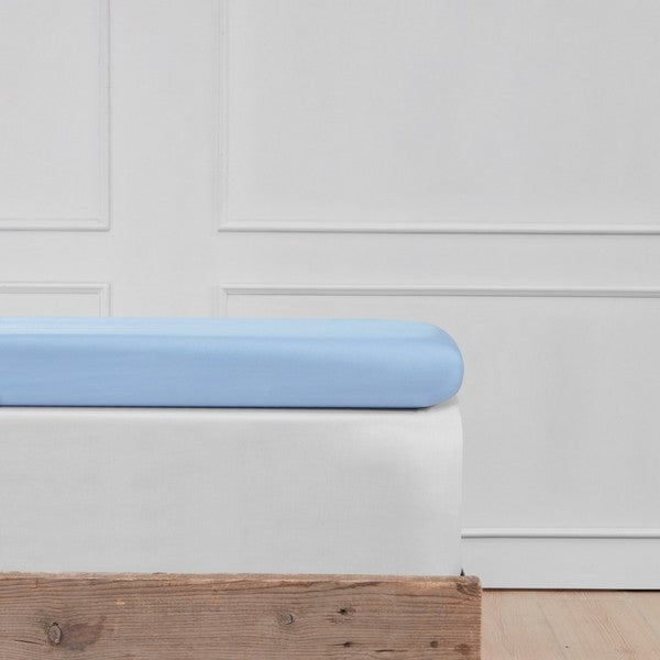By Skagen toplagen bomuldssatin 90x200x10+10 cm lyseblå