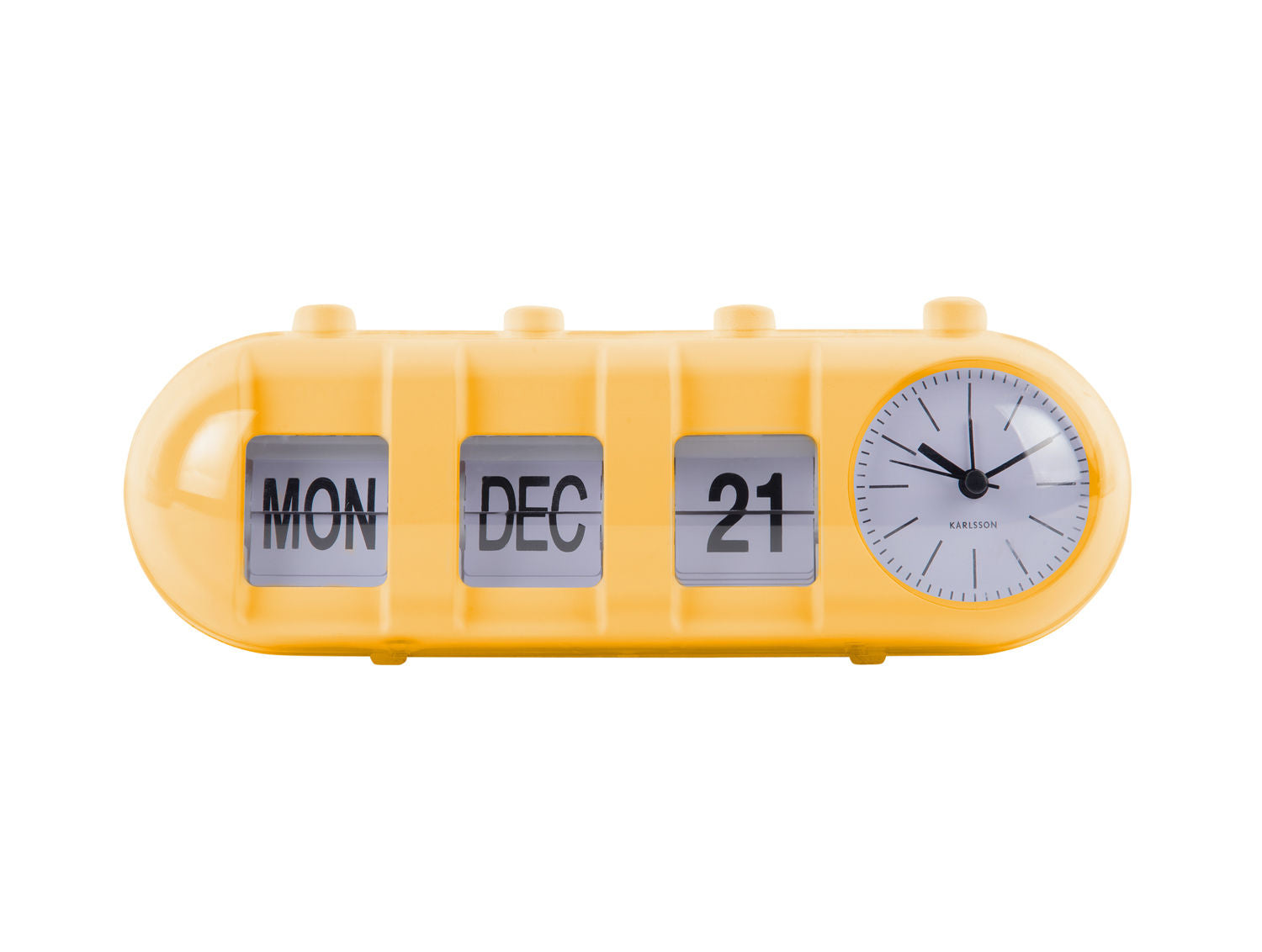 Karlsson Vækkeur Retro Tube Calendar Flip lys gul