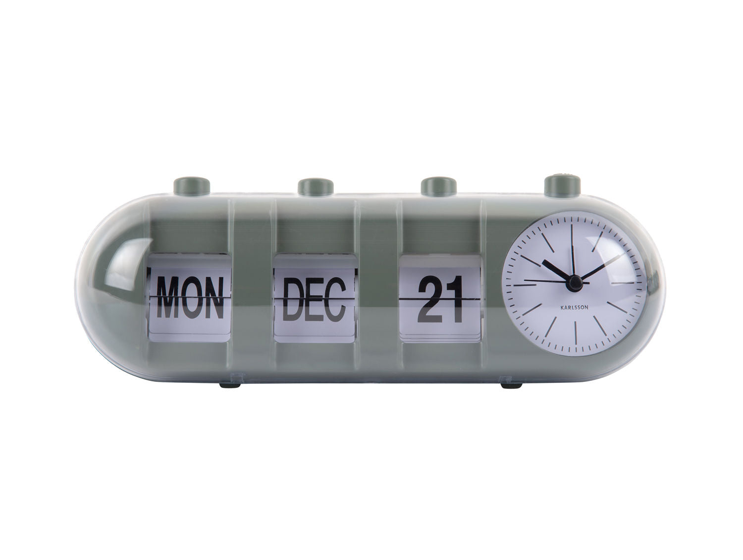 Karlsson Alarm clock Retro Tube Calendar Flip jungle green